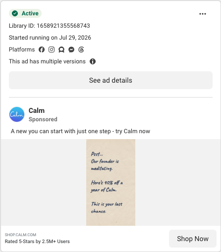 Calm ad F